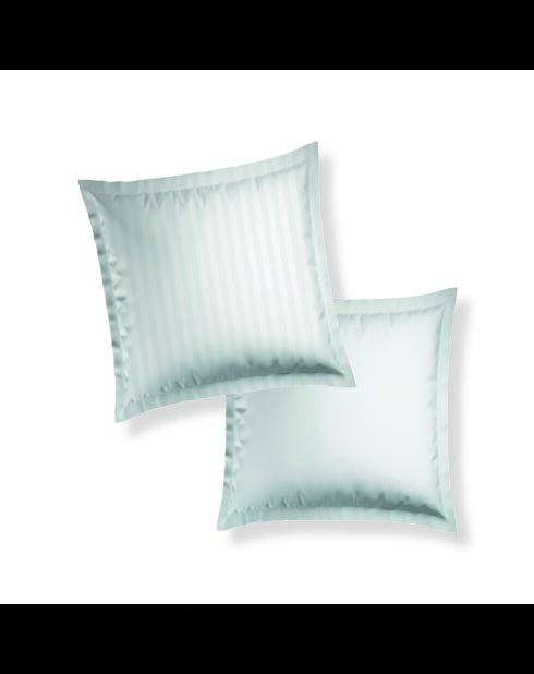 Set de 2 taies d'oreiller satin de coton rayure tissé dobby - Blanc 01