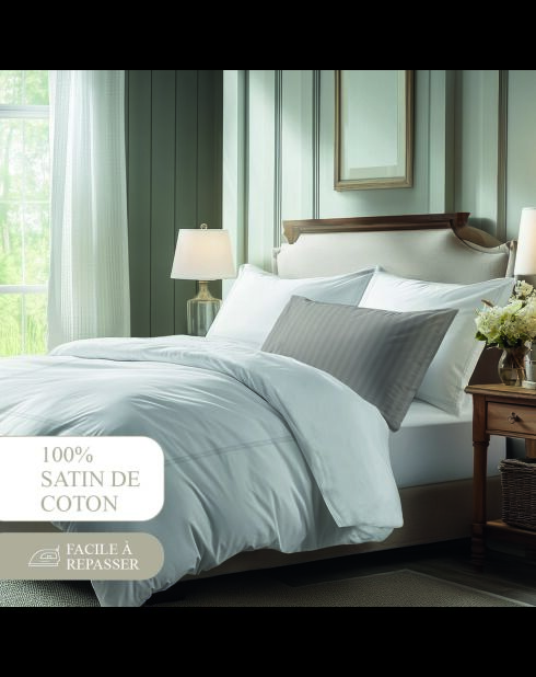 Set de 2 taies d'oreiller satin de coton - Cannes blanc