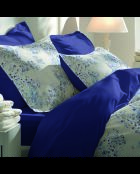 Bettbezug-Set mit quadratischen Kissenbezügen aus Baumwollperkal — Weiß-Blau, Weichheit