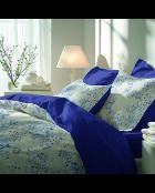 Bettbezug-Set mit quadratischen Kissenbezügen aus Baumwollperkal — Weiß-Blau, Weichheit