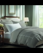 Katoenen satijnen laken - Cannes White/Taupe