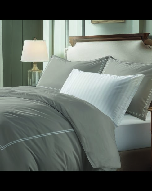 Katoenen satijnen laken - Cannes White/Taupe