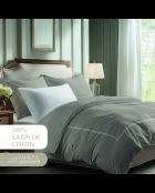 Katoenen satijnen laken - Cannes White/Taupe
