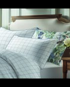 Set de 2 taies d'oreiller satin de coton - Caroline Blanc/Bleu - 2x(50x70 cm)