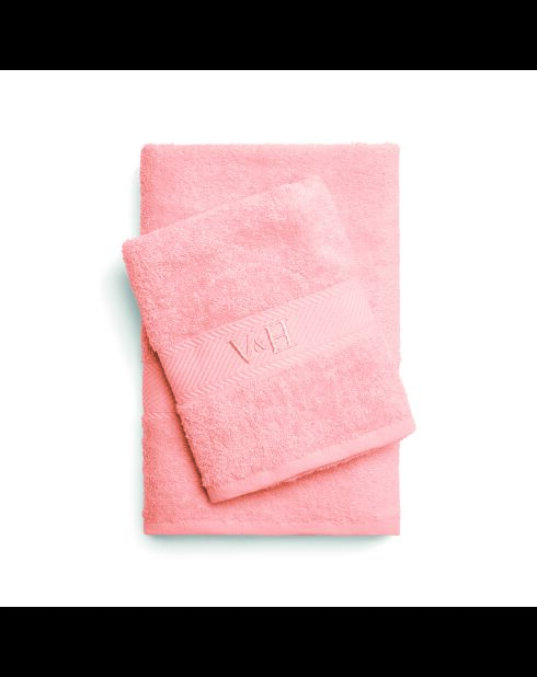 Asciugamano in cotone pettinato + telo da bagno - Nuvola rosa salmone - 50x100 cm + 70x140 cm