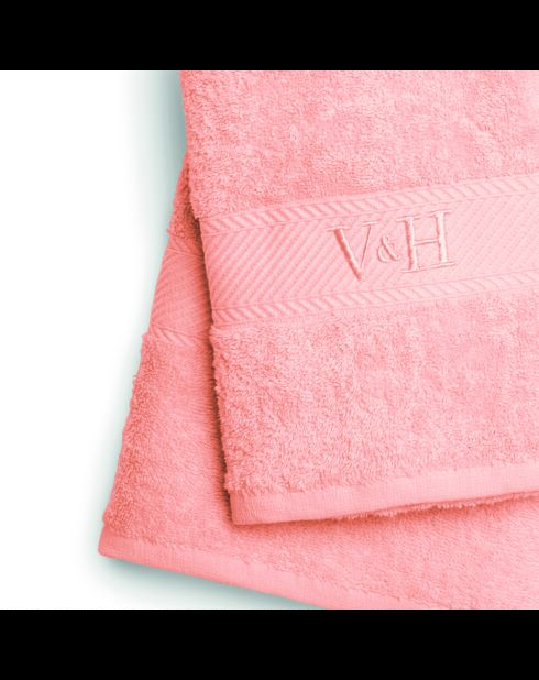 Asciugamano in cotone pettinato + telo da bagno - Nuvola rosa salmone - 50x100 cm + 70x140 cm