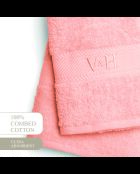 Asciugamano in cotone pettinato + telo da bagno - Nuvola rosa salmone - 50x100 cm + 70x140 cm