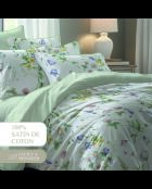 Maxi-Set: Bettlaken, Spannbetttuch, quadratische Kissenbezüge aus Baumwollsatin — Splendor of Spring White