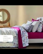 Parure maxi drap plat + drap-housse + taies rectangles satin de coton - Aile mélodique Blanc
