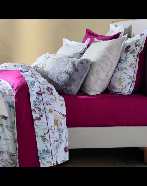 Parure maxi drap plat + drap-housse + taies carrées satin de coton - Aile mélodique Blanc