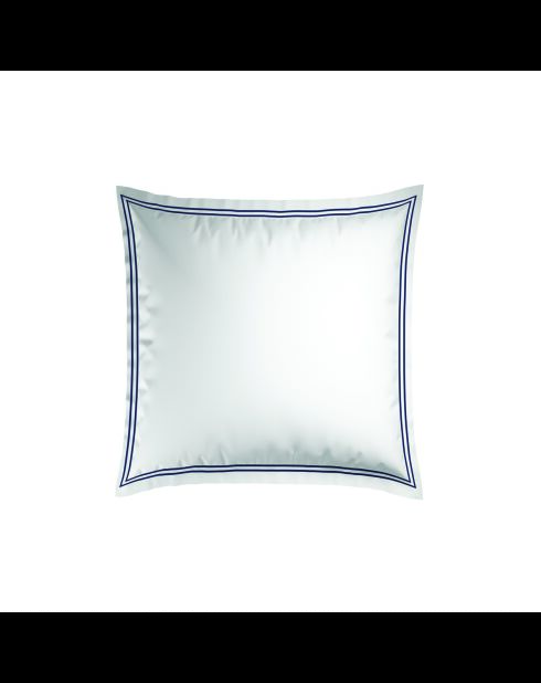 Set de 2 taies d'oreiller satin de coton - Cannes Bleu fonce/Blanc