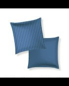 Set de 2 taies d'oreiller satin de coton rayure tissé dobby -  Bleu 06