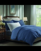 Set de 2 taies d'oreiller satin de coton rayure tissé dobby -  Bleu 06