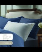 Set de 2 taies d'oreiller satin de coton rayure tissé dobby -  Bleu 06
