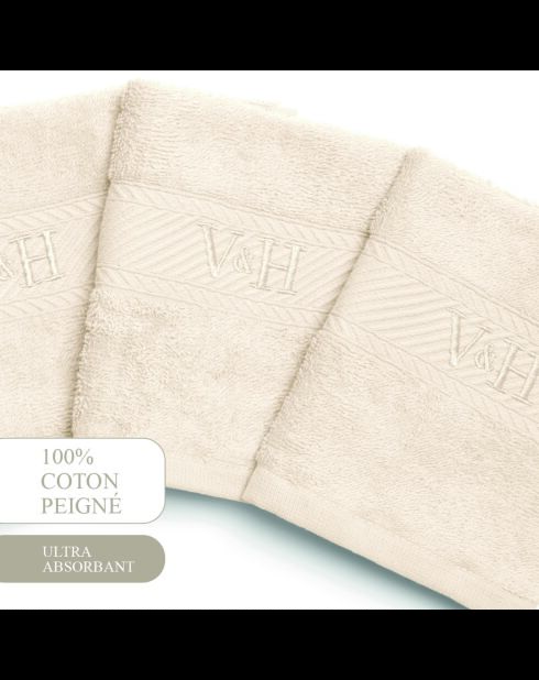 Serviette d'invité coton peigné - Nuage Ivoire - 4x(30x30 cm)