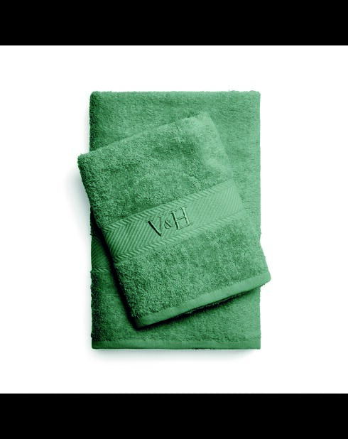 Toalla de algodón peinado y toalla de baño, color verde botella, 50 x 100 cm + 70 x 140 cm