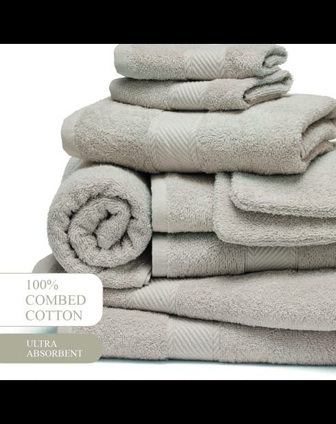 Complete badlinnenset van gekamd katoen - Nuage Sable - 4x (50x100 cm) + 2x (70x140 cm) + 2x (15x21 cm) + 2x (30x30 cm) + 2x (30x30 cm)