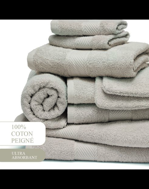 Complete badlinnenset van gekamd katoen - Nuage Sable - 4x (50x100 cm) + 2x (70x140 cm) + 2x (15x21 cm) + 2x (30x30 cm) + 2x (30x30 cm)