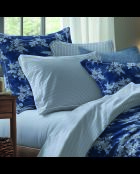 Taie d'oreiller satin de coton - Azur fleuri Bleu - 2x(63x63 cm)