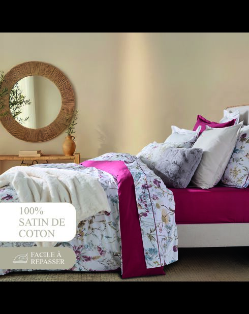 Taie d'oreiller satin de coton -  Bordeaux - 2x(50x70 cm)