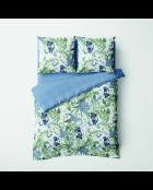 Juego de funda nórdica y fundas de almohada cuadradas de satén de algodón - Jardin du Paradis Blanc