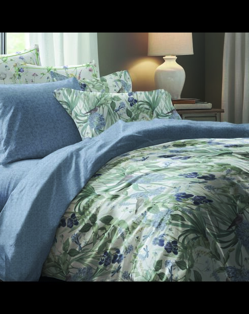 Taie d'oreiller satin de coton - Jardin du paradis Blanc - 2x(63x63 cm)
