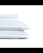 Maxi-set plat laken + hoeslaken + vierkante kussenslopen katoen satijn geweven streep dobby - White 01