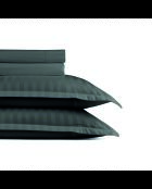 Set laken + hoeslaken + rechthoekige kussenslopen katoensatijn geweven Dobby stripe - Grijs 03