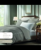 Set copripiumino + federa (e) quadrata in raso di cotone - Cannes White/Taupe