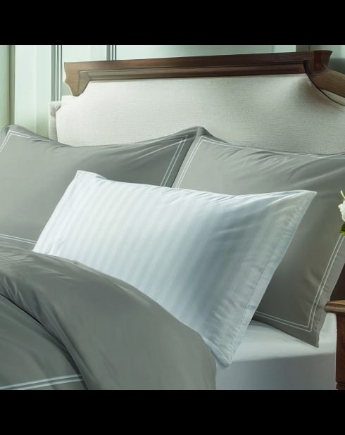 Set de 2 fundas de almohada de satén de algodón — Cannes White/Taupe