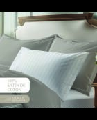 Set de 2 fundas de almohada de satén de algodón — Cannes White/Taupe