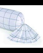 Kussenhoes van katoensatijn - Caroline Blanc/Blue - 43x210 cm