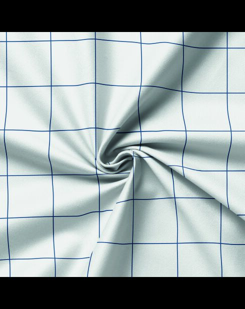 Kussenhoes van katoensatijn - Caroline Blanc/Blue - 43x210 cm