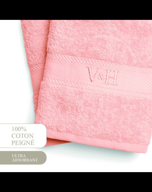 Asciugamano da bagno in cotone pettinato - Nuvola rosa salmone - 2x (70x140 cm)
