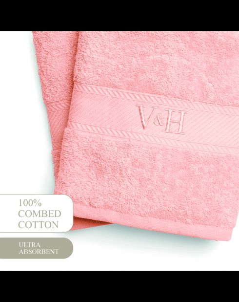 Asciugamano da bagno in cotone pettinato - Nuvola rosa salmone - 2x (70x140 cm)