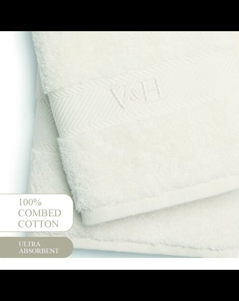 Serviette + drap de bain coton peigné - Nuage Blanc - 50x100 cm + 70x140 cm
