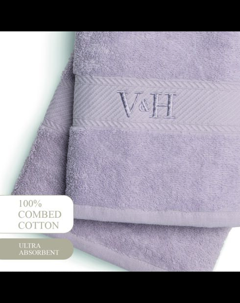 Asciugamano in cotone pettinato + telo da bagno - Nuage Lilac - 50x100 cm + 70x140 cm