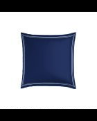 Set de 2 taies d'oreiller satin de coton - Cannes Blanc/Bleu fonce