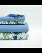 Maxi-Bettlaken-Set, Spannbetttuch, rechteckige Kissenbezüge aus Baumwollsatin, Jardin du Paradis Blanc