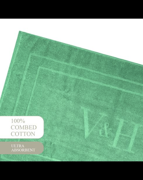 Tapis de bain coton - design 19 Vert bouteille - 60x100 cm