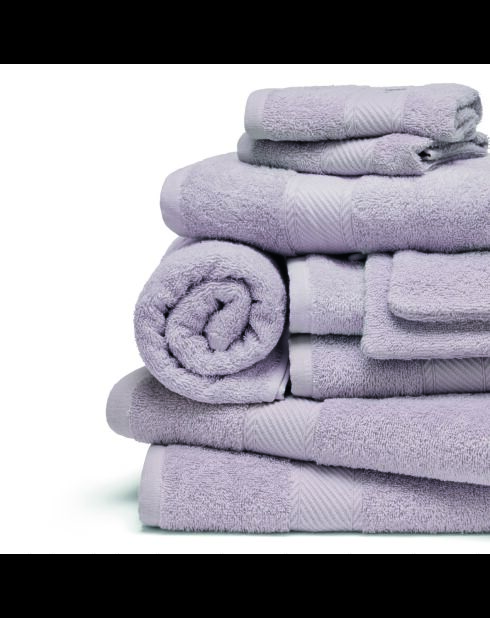 Complete badlinnenset van gekamd katoen - Nuage Lilac - 4x (50x100 cm) + 2x (70x140 cm) + 2x (15x21 cm) + 2x (30x30 cm) + 2x (30x30 cm)