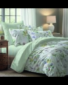 Parure housse de couette + taie(s) carrée(s) satin de coton - Splendeur du printemps Blanc