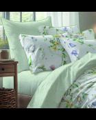 Parure housse de couette + taie(s) carrée(s) satin de coton - Splendeur du printemps Blanc