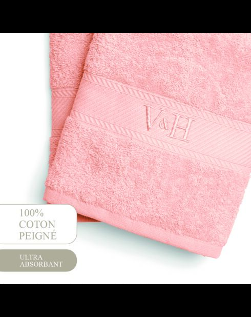 Asciugamano in cotone pettinato - Nuvola rosa salmone - 2x (50x100 cm)