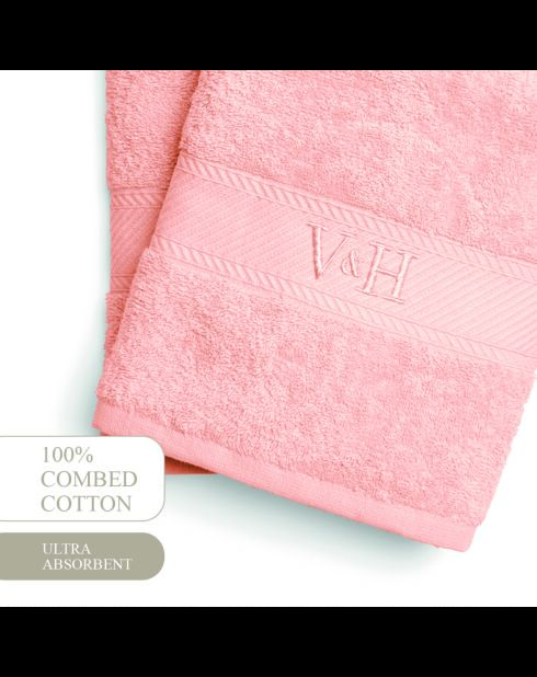 Asciugamano in cotone pettinato - Nuvola rosa salmone - 2x (50x100 cm)