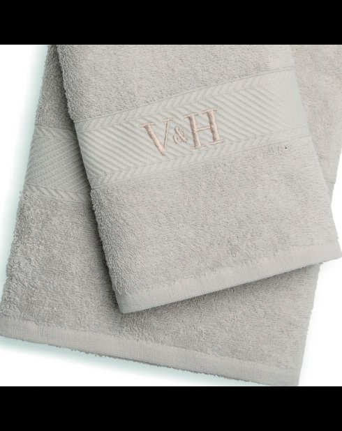 Asciugamano in cotone pettinato + telo da bagno - Nuage Sable - 50x100 cm + 70x140 cm