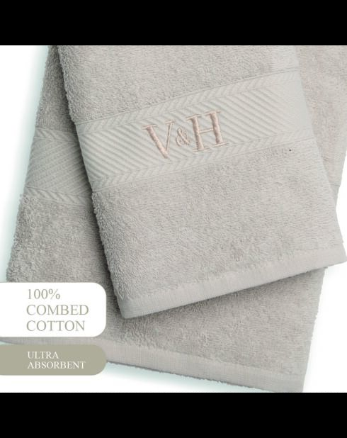 Asciugamano in cotone pettinato + telo da bagno - Nuage Sable - 50x100 cm + 70x140 cm