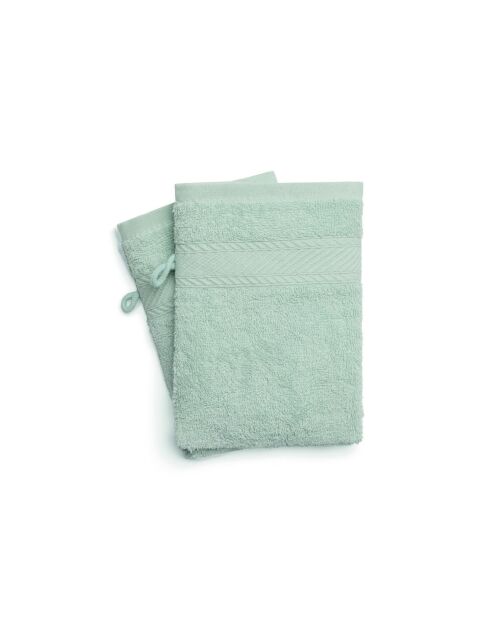 Gant de toilette coton peigné - Nuage Menthe - 2x(15x21 cm)
