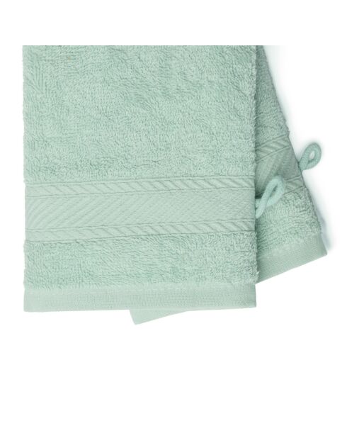 Gant de toilette coton peigné - Nuage Menthe - 2x(15x21 cm)