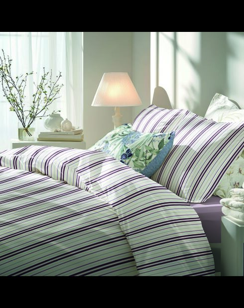 Taie d'oreiller satin de coton - Lucia Mauve/Blanc - 2x(50x70 cm)